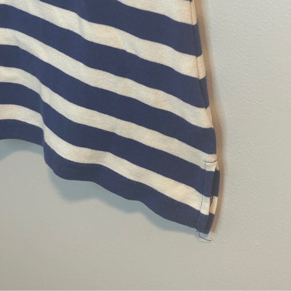 Lauren Ralph Lauren Blue and White Striped Cuffed Sleeve Tee - Picture 3 of 5